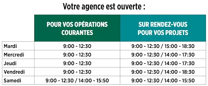 Horaire banque